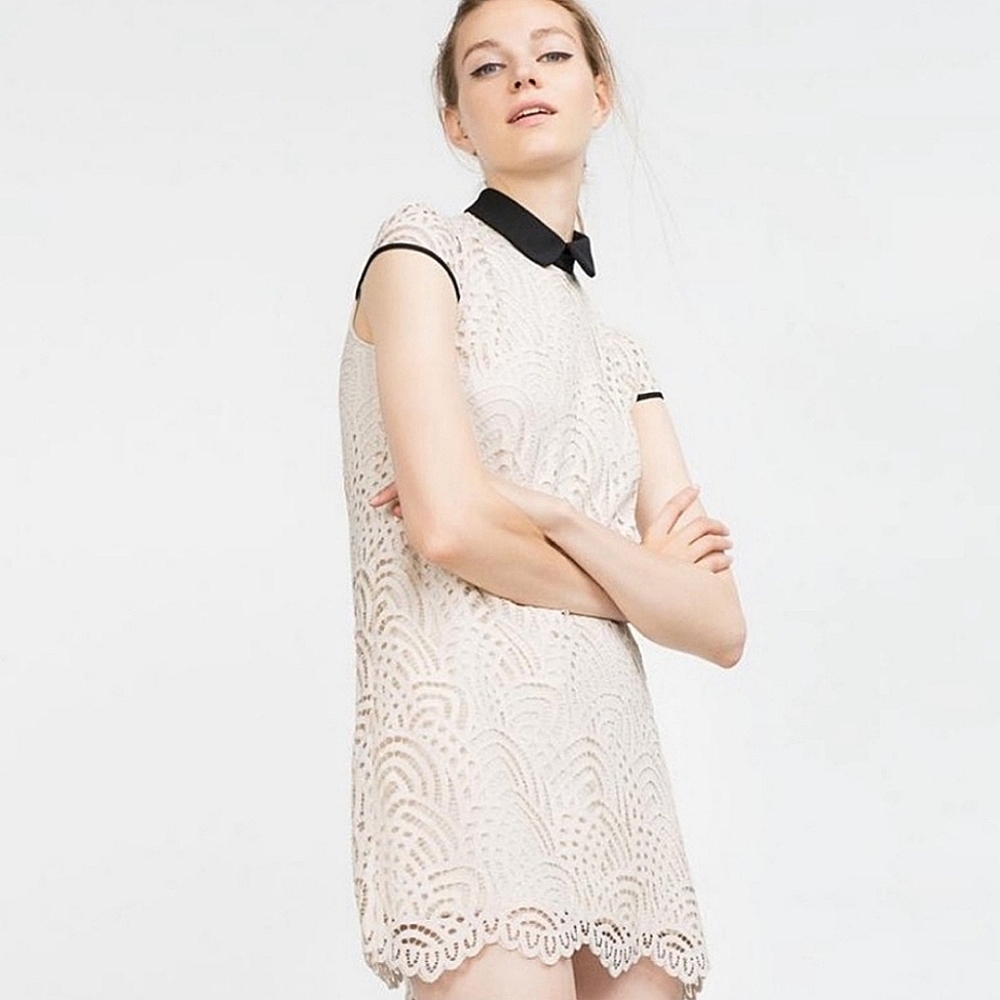 EUC ZARA | Art Deco Lace Mini Dress